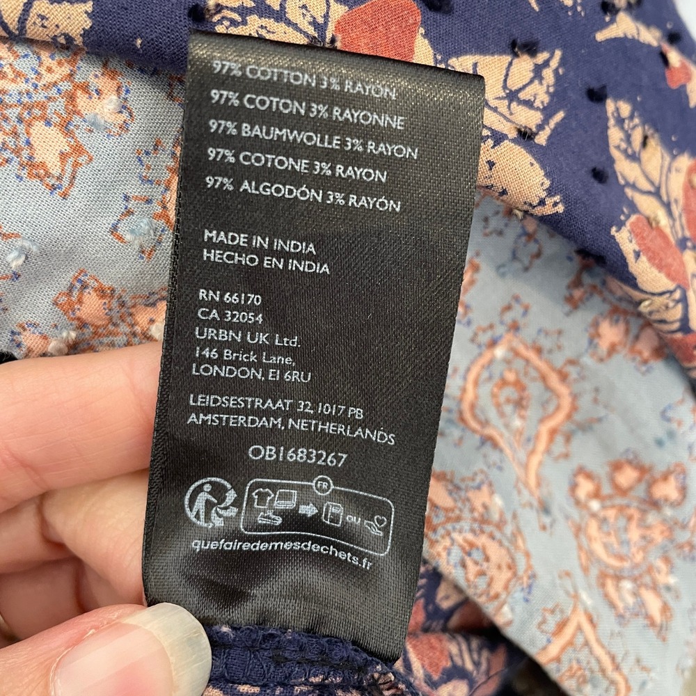 Free People Hazy Maisy Dress Maxi Indigo Combo Floral Paisley Boho Puff Sleeve S - Picture 8 of 10